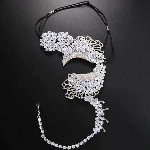 NWT Sparkling Swarovski Bling Crystal Rhinestone Mask Halloween Costume … - Picture 5 of 7